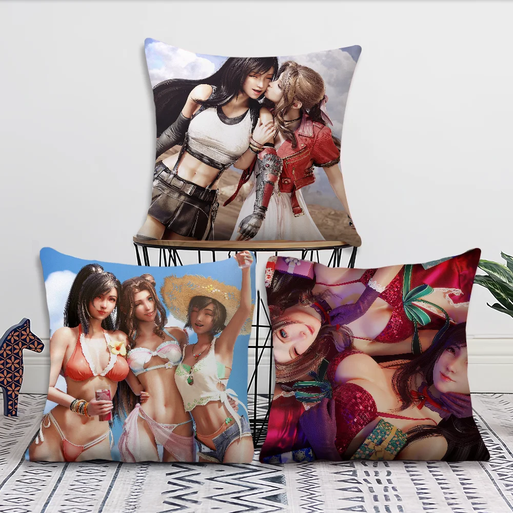 Cute Aerith Gainsborough Tifa Comfortable Decorative Cushion Cover Suitable for Home Living Room Sofa Room Decoration