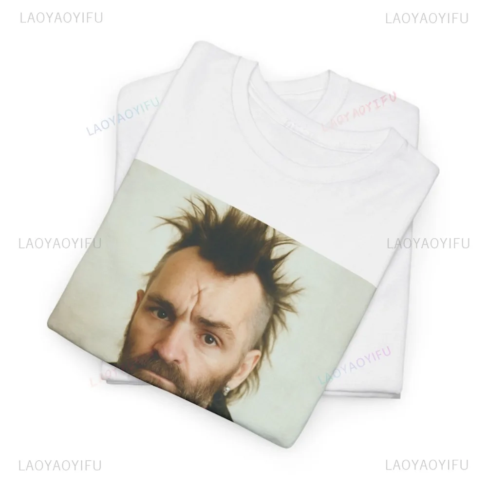 Vintage Punk Rock Graphic Charles Manson Meme T-Shirt Casual Fashion Loose Harajuku Hip Hop Man Tshirt Y2K Women Streetwear