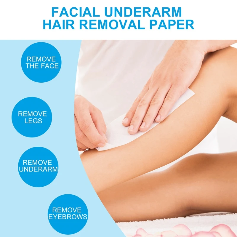 Bandes d'épilation non tissées pour épilation du visage, des jambes, des ati elles, du corps et du bikini, blanc, lot de 200 pièces