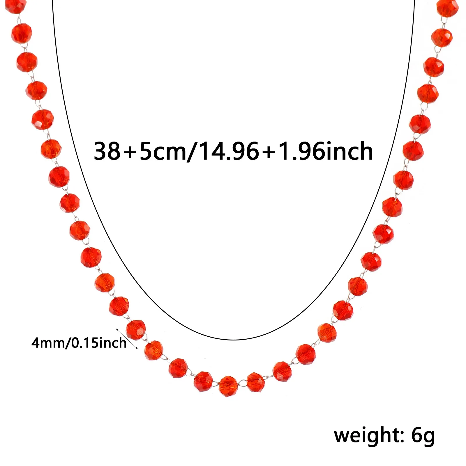 1pc Stainless Steel Necklace Multicolor Round Glass Beaded Chain Necklace For Women Party Club Collar Choker Necklace Jewelry