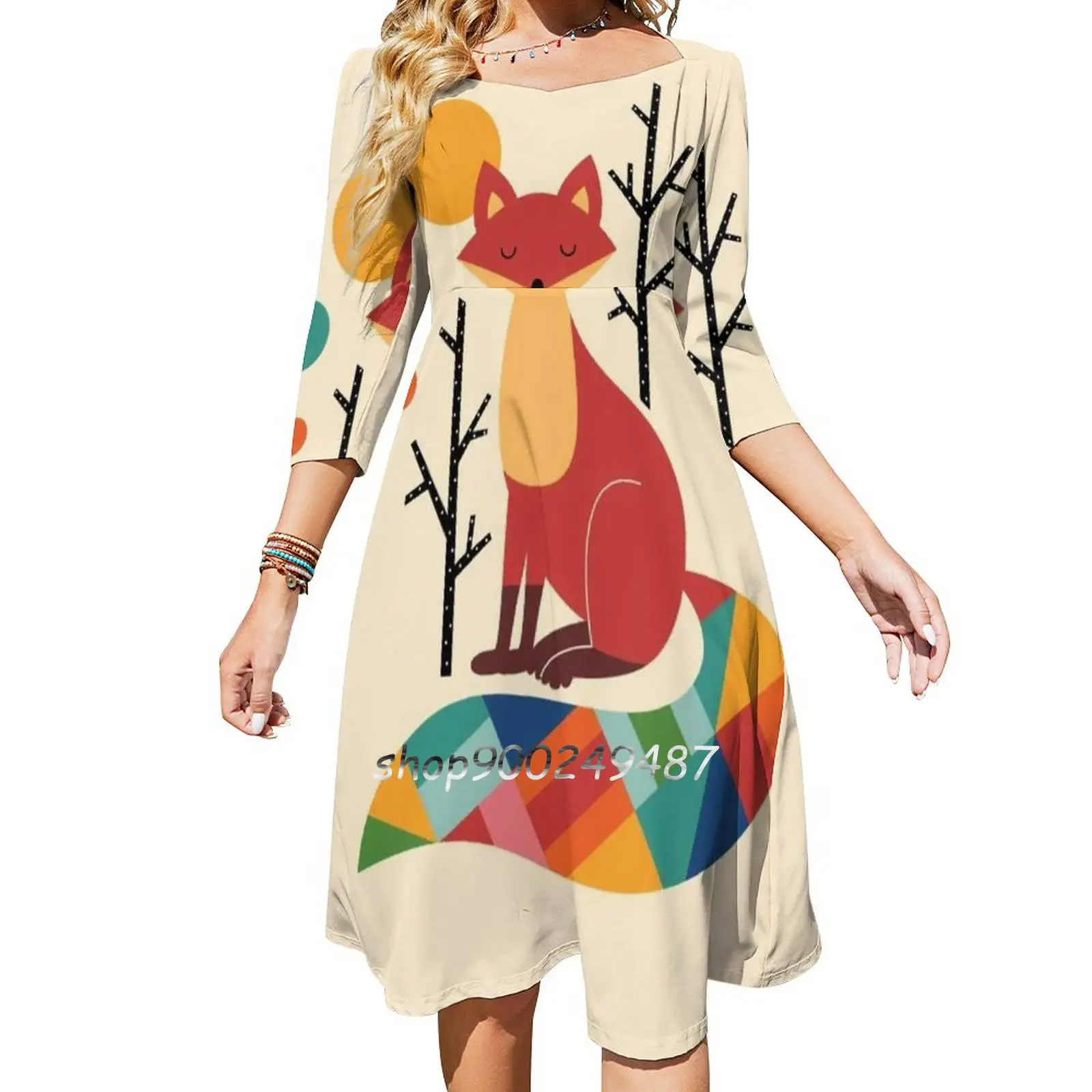 Rainbow Fox Elegant Party Women Dress Slim Multiple Styles Dresses Casual Dresses Special One Fox Rainbow Colorful Hope