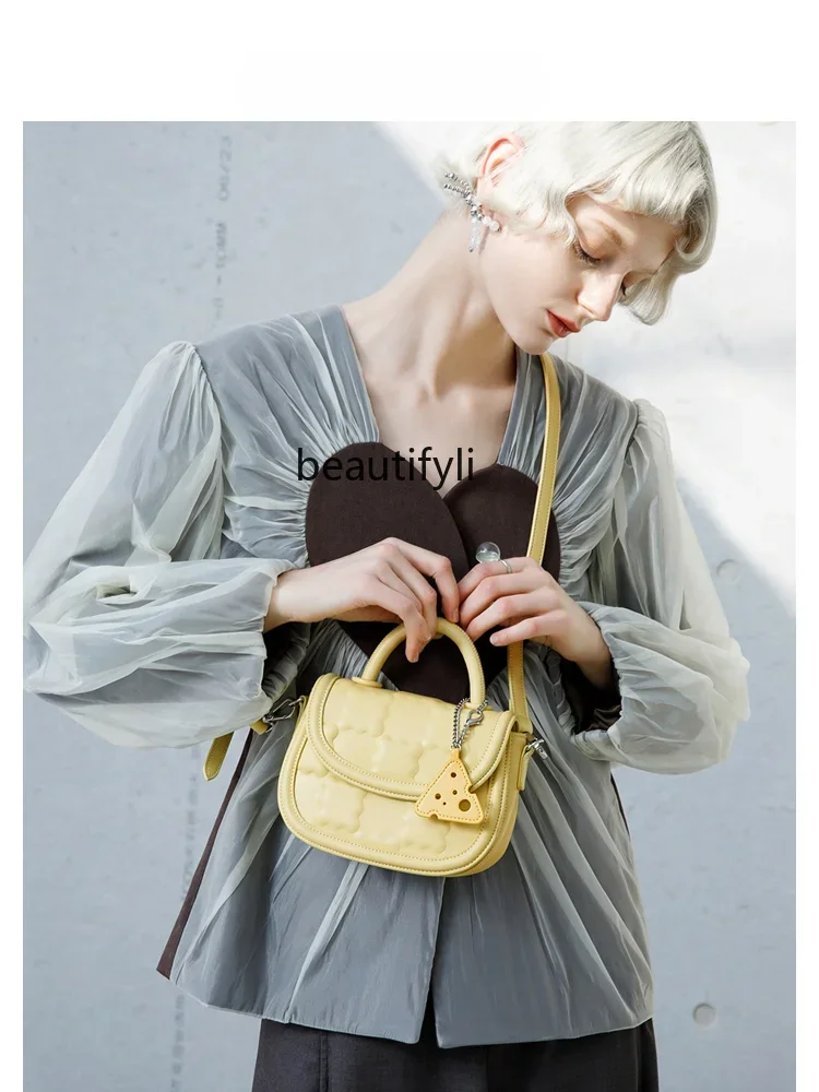 yj  Summer New Bag Special-Interest Design Biscuit Bag Hand Holding Saddle Bag Shoulder Messenger