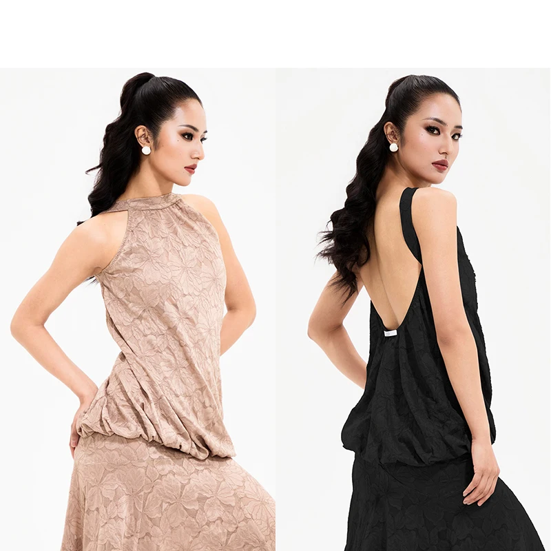 

2025 High-End Modern Dance Tops For Women Flower Bud Fluffy Shirts Waltz Latin Dance Performance Costumes Ballroom Wear DQS18729
