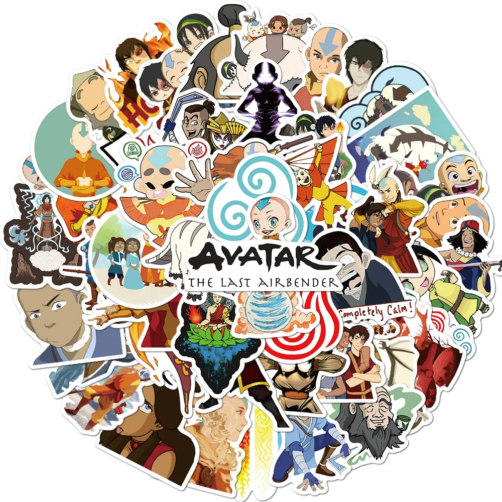 50PCS Avatar The Last Airbender Anime Stickers Skateboard Guitar Laptop Motorcycle Luggage Classic Toy Sticker for Kid