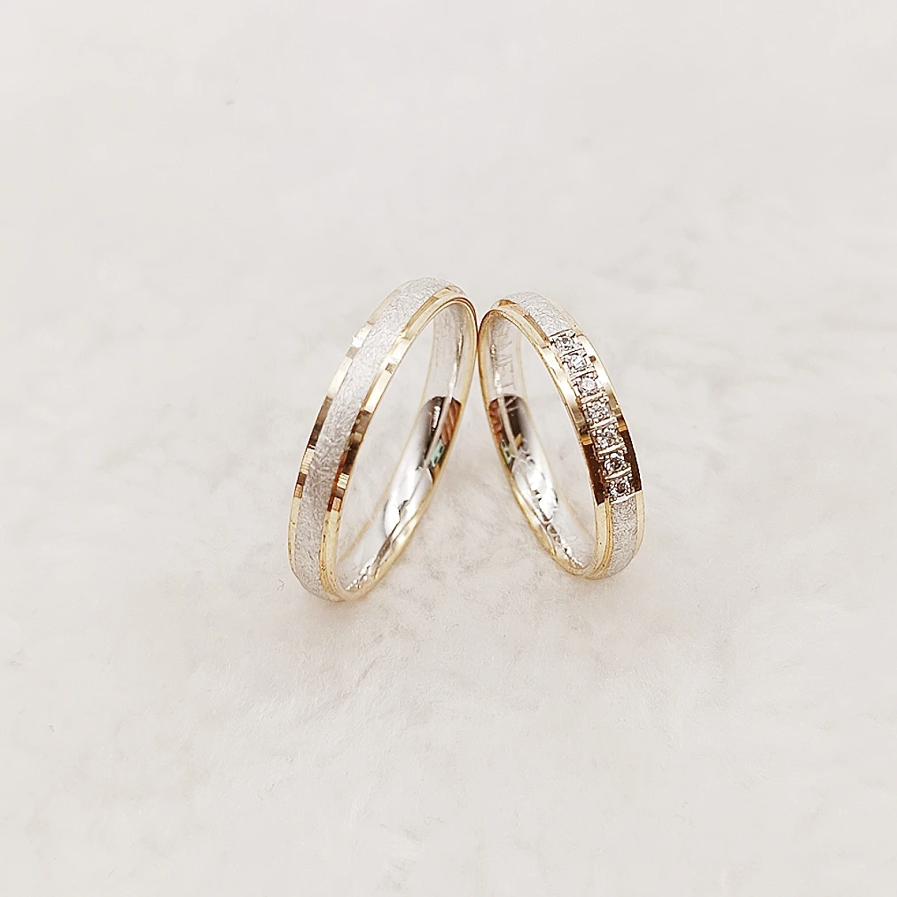 

Unique His and Hers Promise 925 Sterling Silver Rings Rose Gold Plated Wedding Bands for Couples Alliances Cz Diamond Rings