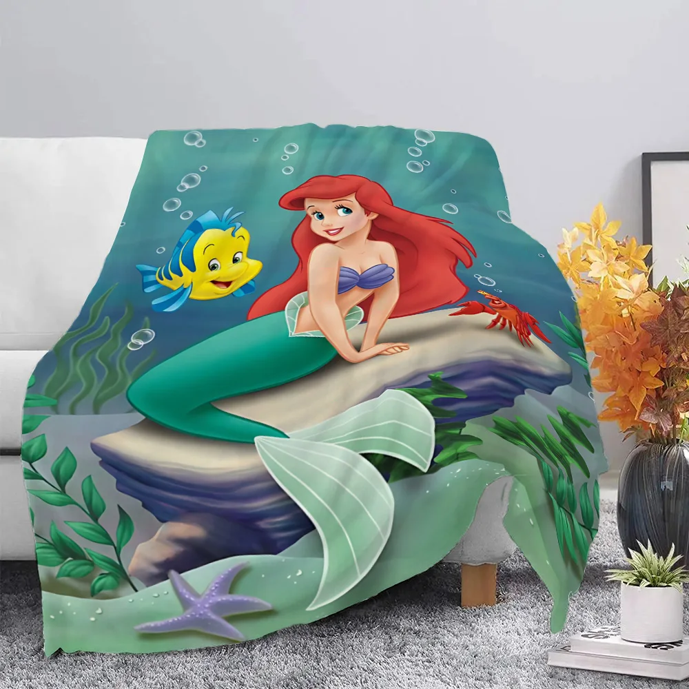 Disney Mermaid Princess Ariel Printed Blanket Picnic Blankets Warm Soft and Comfortable Blanket Home Travel Birthday Gift