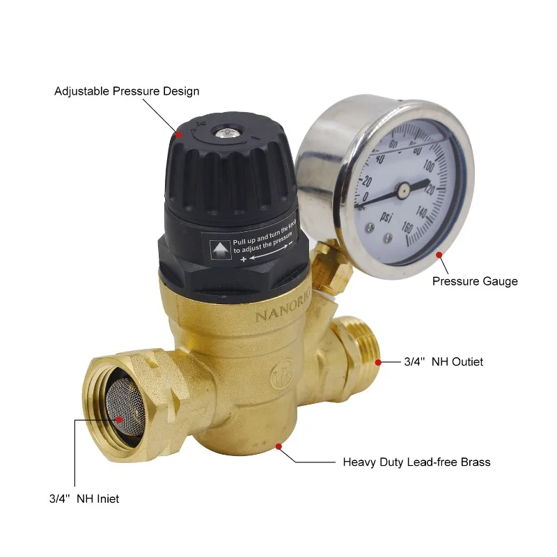 RV Water Pressure Regulator Upgrade Adjustable Handle Water Pressure Regulator RV Travel Trailer Pressure Relief Valve