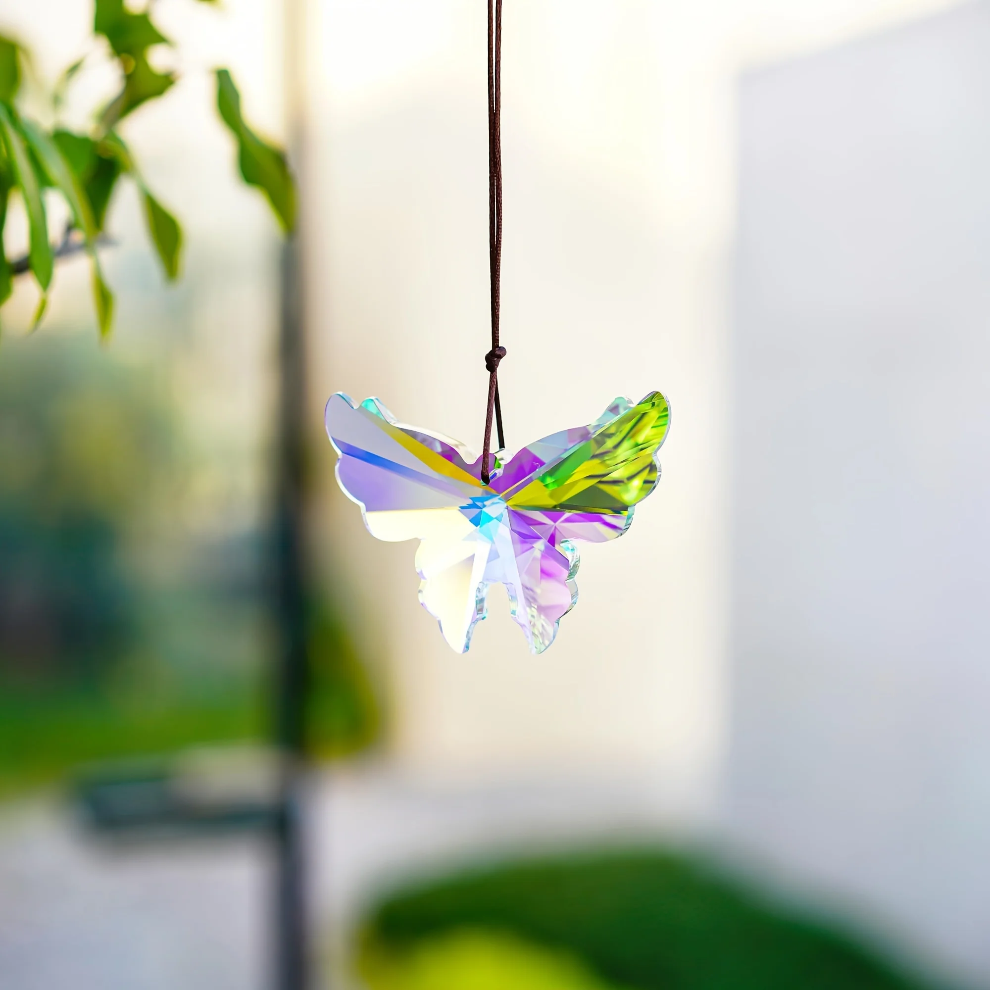 AB cute crystal butterfly prism sun catcher, window crystal prism light catcher, hanging crystal suitable for indoor and outdoo