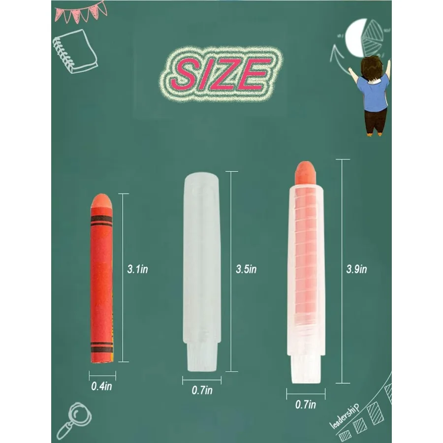 Kapur tulis tanpa debu dan tidak beracun dengan tempatnya, set kapur warna-warni untuk papan tulis, seni, dan aktivitas menulis, ideal untuk anak-anak