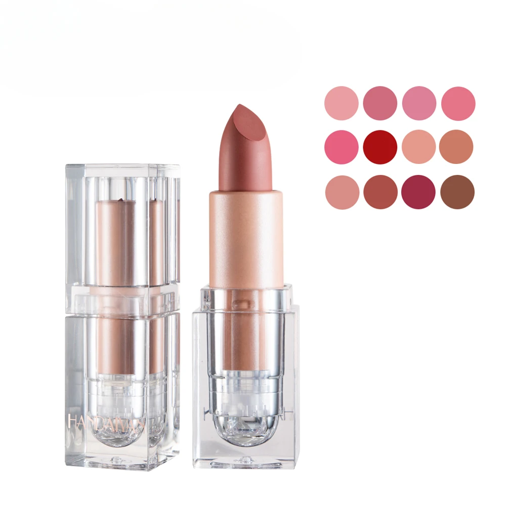 12-color Ice Tube Matte Nude Lipstick easy to color long-lasting lip makeup Cosmetics Waterproof Lips Gift make up  korean