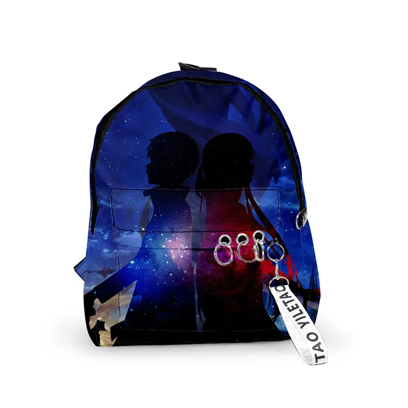 Cartoon Youthful Anime Sword Art Online School Bags Notebook Backpacks 3D Print Oxford Waterproof Key Chain Small Travel Bags