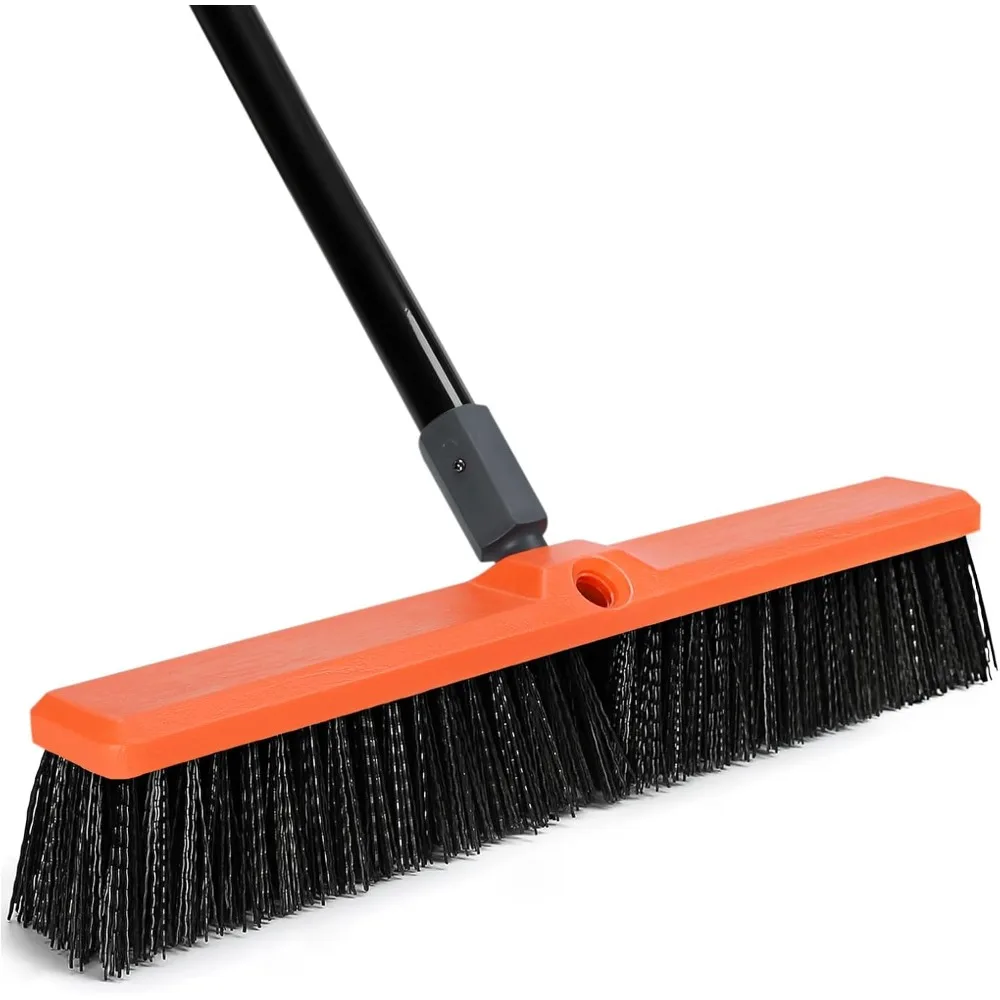 

18" Heavy Duty Outdoor Push Broom for Driveway Patio Deck Dirt Debris Mud Sand Leaves Cleaning