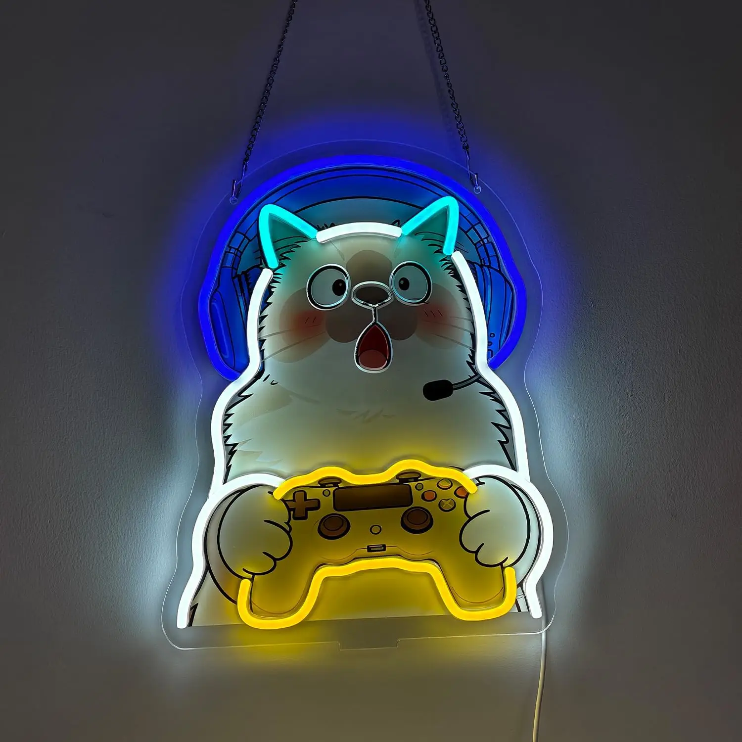 

Game Cat Neon Sign USB Powered Led Neon Light for Home Bar Theater Gaming Room Birthday Party Bedroom Aesthetics Decoration Gift