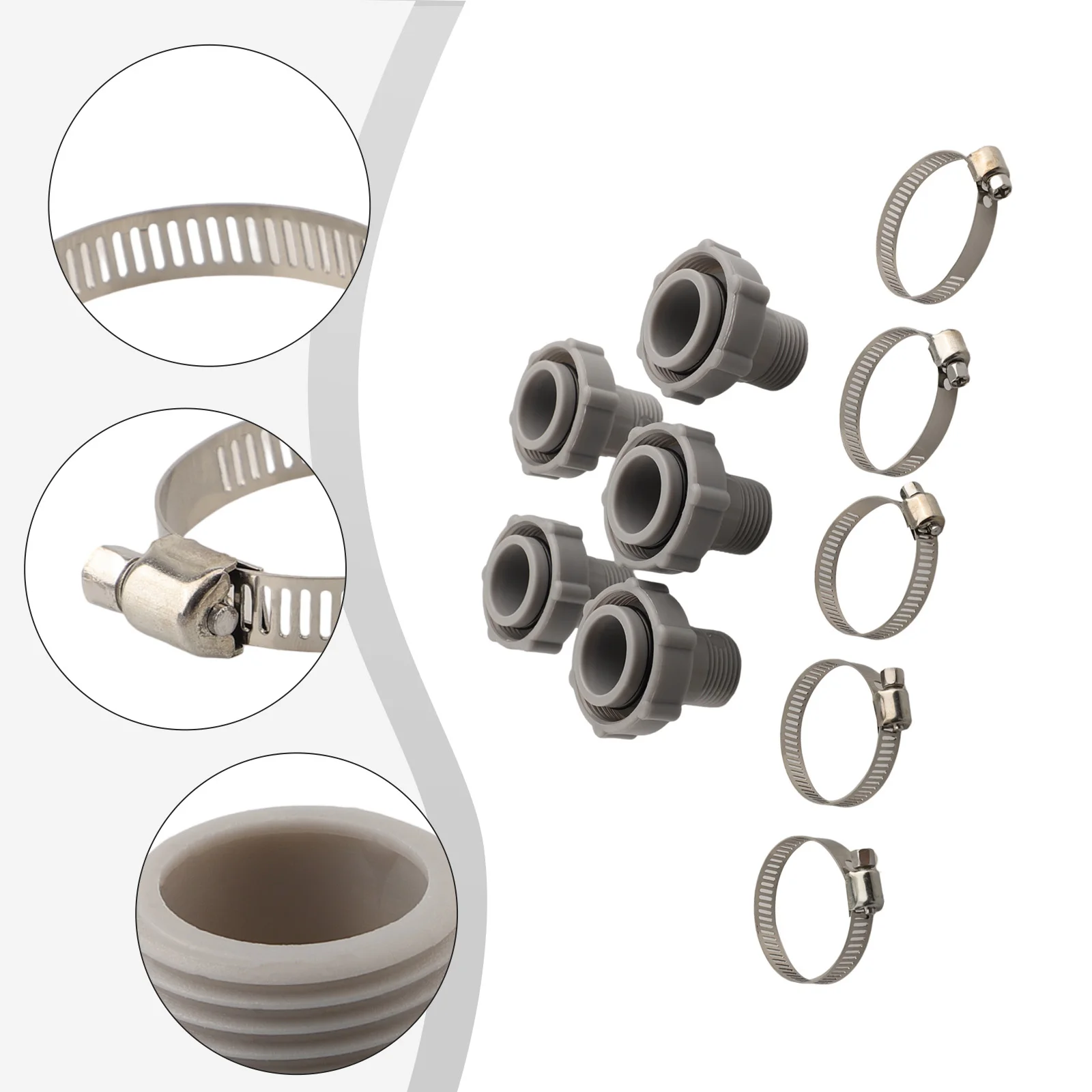 Hose Adapter with Stainless Steel Clamp for Coleman P6 Pool Drains Optimal Design for Efficient Water Drainage