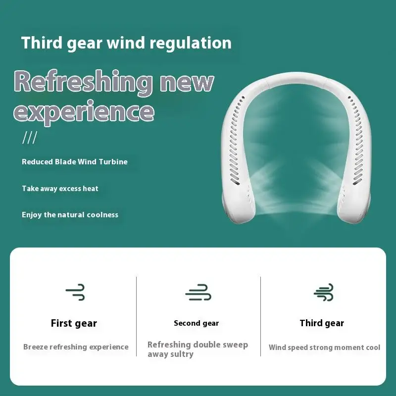 Mini enfriador de aire portátil, ventilador de cuello colgante, ventilador Personal portátil, regalo recargable giratorio para mujeres, hombres, gris