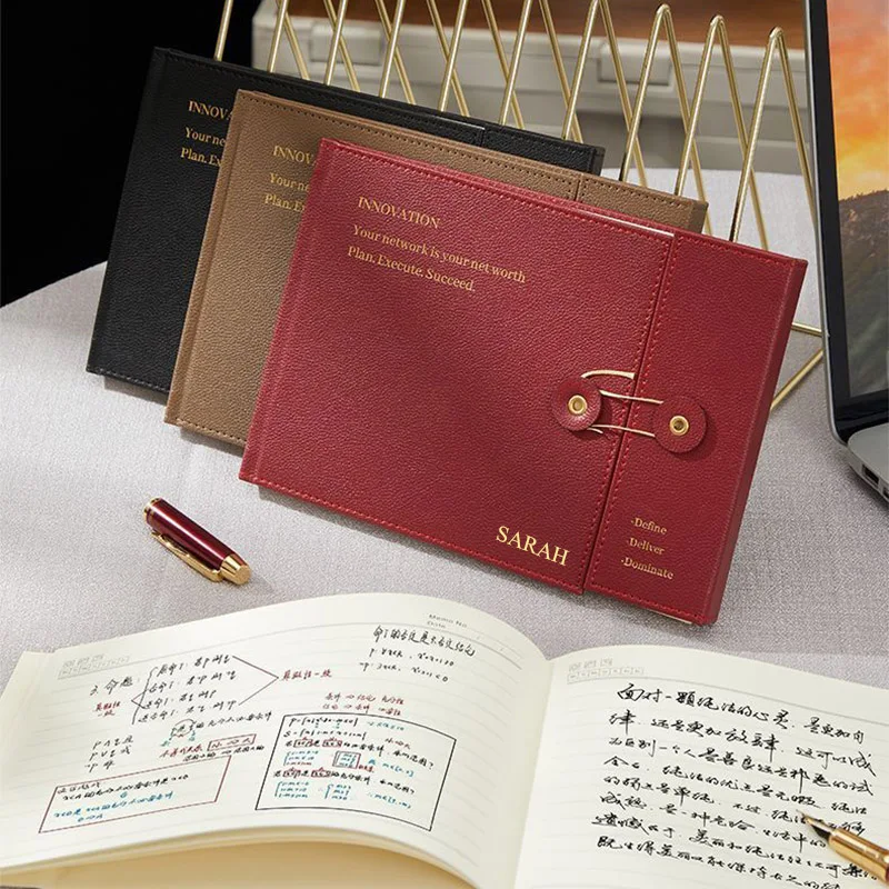 A5 Custom Initials Business Luxury Design Notebook PU Cover DIY Student Diary Note Pad Engrave Name Wholesale Student Journal