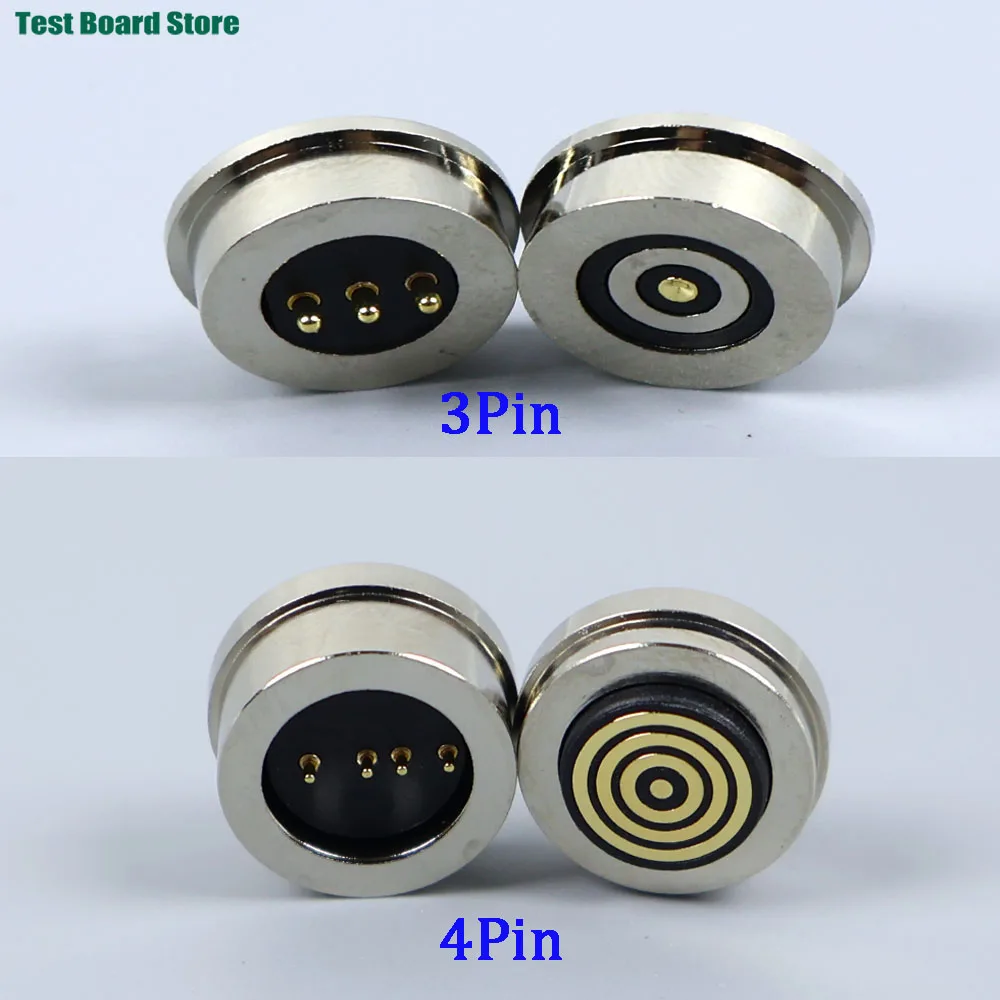 3Pin 4Pin Waterproof Magnetic Connector Pogo Pin Spring Loaded Male Female 360° Blind Suction DC Signal Transmission Charging
