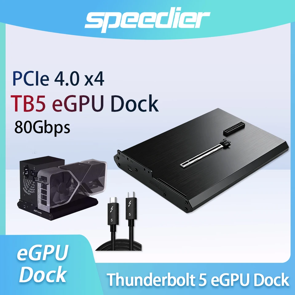 ADT-Link Thunderbolt 5 PCIe 4.0 X4 EGPU Dock + Cable 80Gbps
