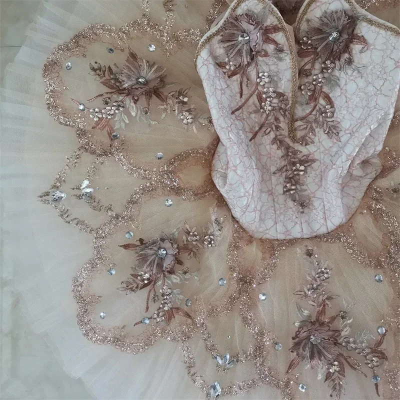 

High Quality Custom Size Kids Girls Competition Performance Wear Gold Professional Ballet Tutu