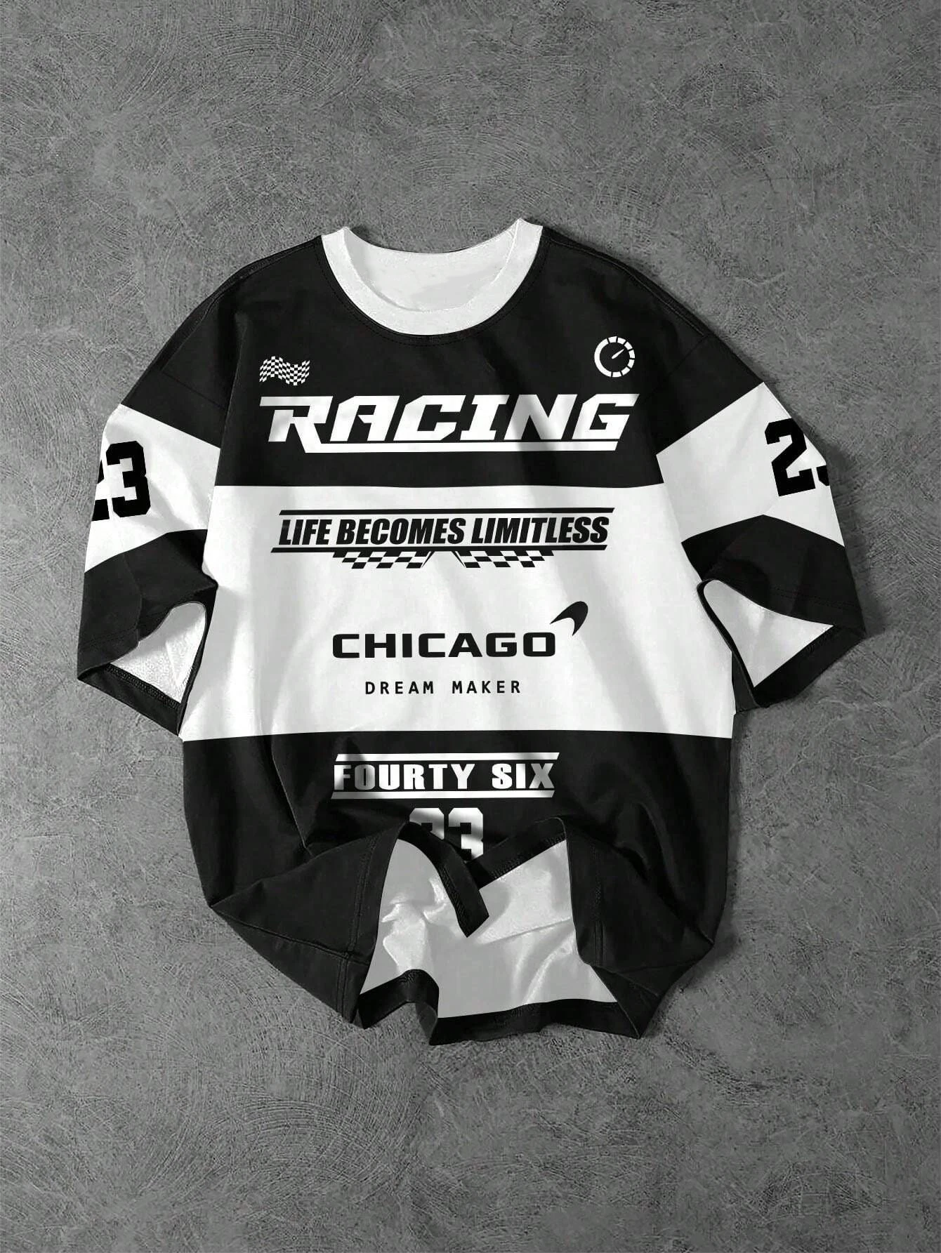

Men Summer Short Sleeve Color Block Casual T-Shirt Graphic Print Round Neck Women's Sport T-shirt Tops Racing T-shirt