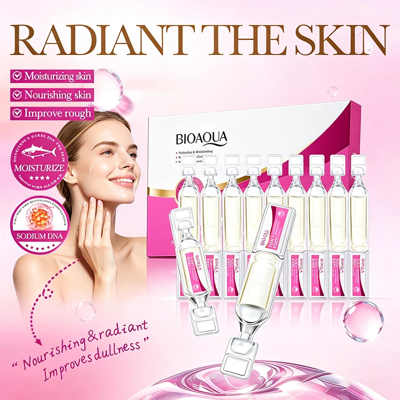 10pcs BIOAOUA NAD PDRN Facial Ampoule Serum Anti-aging Hydration Nourishment Whitening Improve Dullness Smooth Rough Skin Care