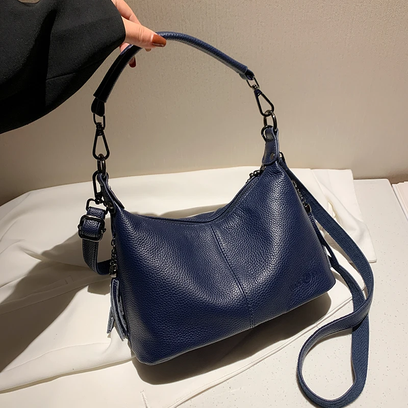 High Quality Top Quality Genuine Leather Women Shoulder Bag Long Strap Doctor Bags Vintage Woman Handbag Cow Leather Women Bags