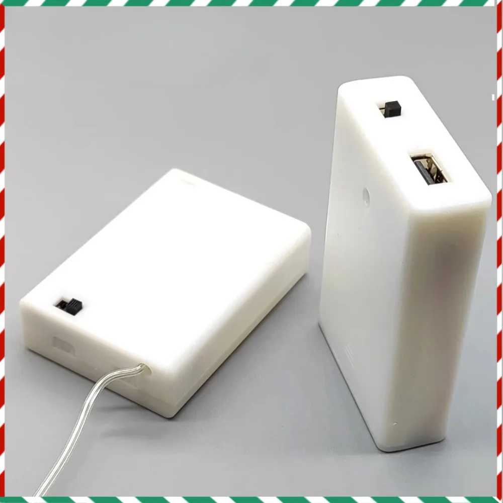 

AA battery Case 3 Slot Series Connection AA Battery Holder With Cover And Top Switch With USB/Line AA Battery Box Milky White