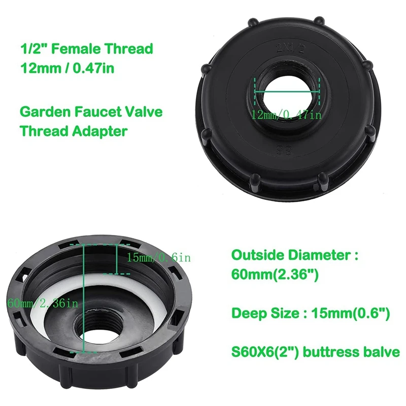 275 330 galonowy Adapter walizki IBC 2 cale + bezołowiowy zawór odcinający wodę (Adapter o gwint stromy 2 cale)