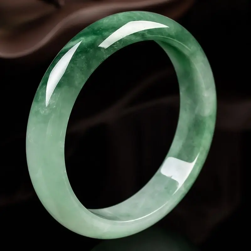 Yu bracelet ice glutinous seed floating green emerald women's quartzite wide version thin strip concubine