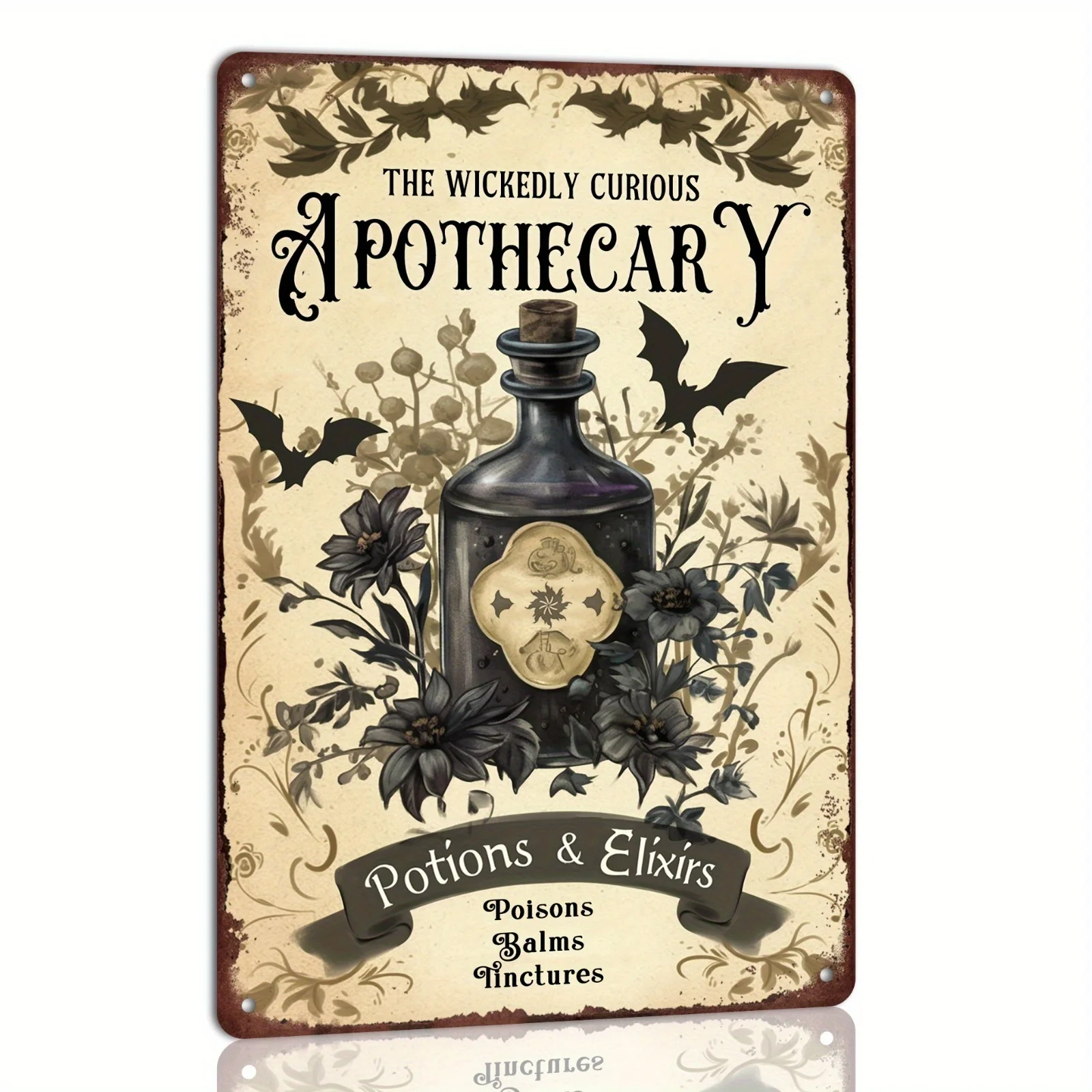 Ghostly Retro Pharmacy Potion Halloween Metal Tin Sign - 20.32X 30.48cm Vintage Haunted House Decoration, Suitable for Farmhouse, Kitchen, and Home Wall Art