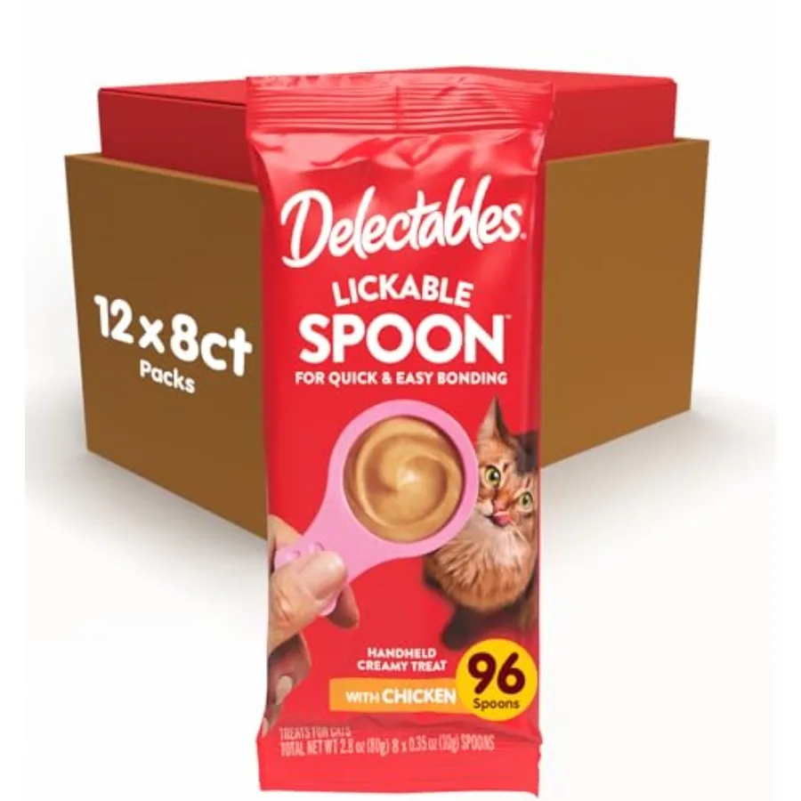 

Lickable Spoon Handheld Wet Cat Treats Made with Cage-Free Chicken Quick and Easy Creamy Puree Mess Free No Added Preservatives