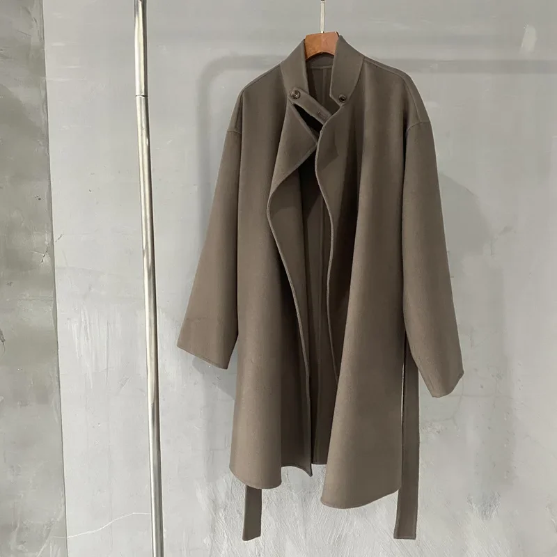 2023 new autumn and winter small double-sided wool cashmere coat women's medium and long wholesale loose wool coat