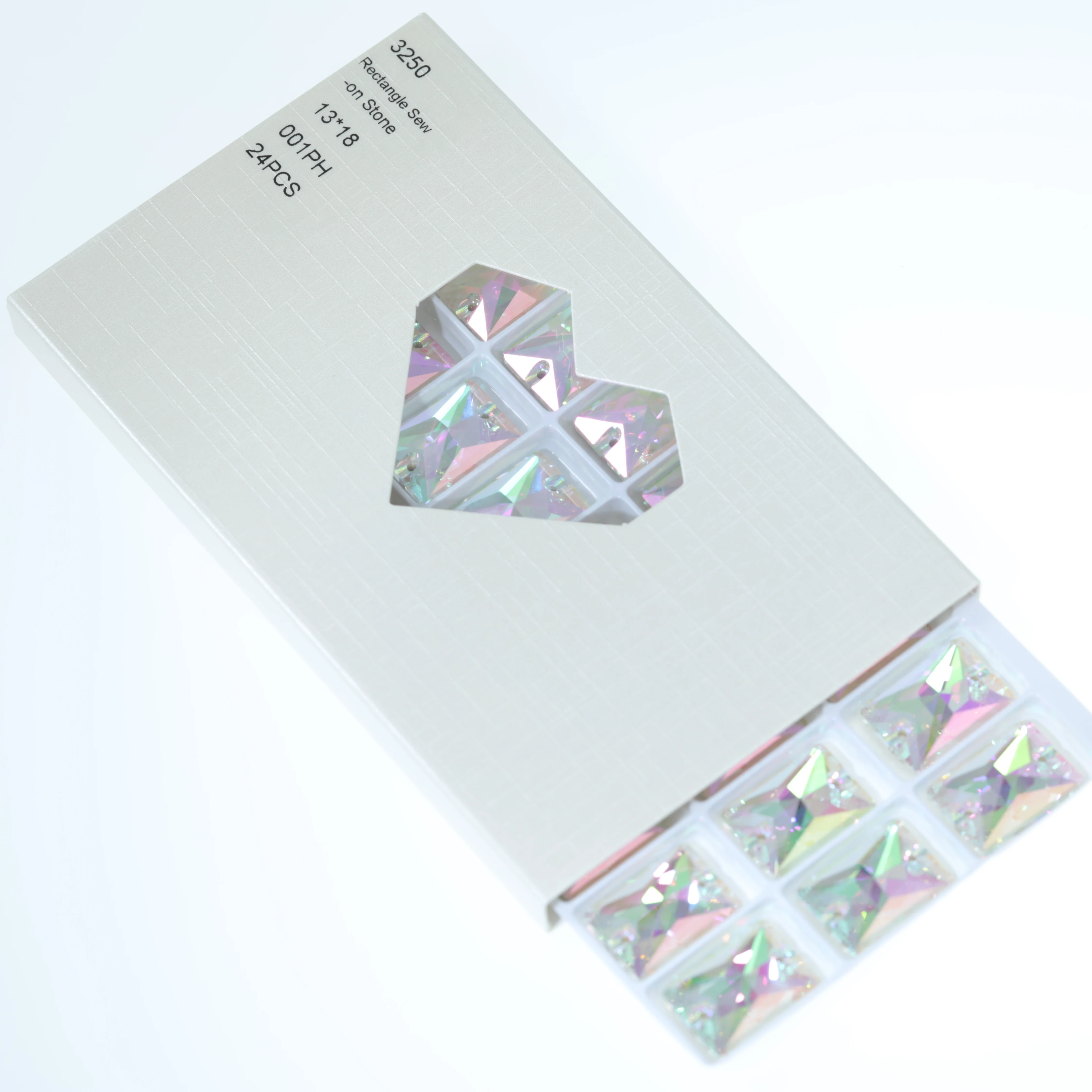Hochwertige rechteckige Glaskristalle zum Aufnähen, glänzende Lt Siam AB Strasssteine für DIY-Bastelarbeiten, Kleiderherstellung, Taschen und Schuhe. – Detail 9