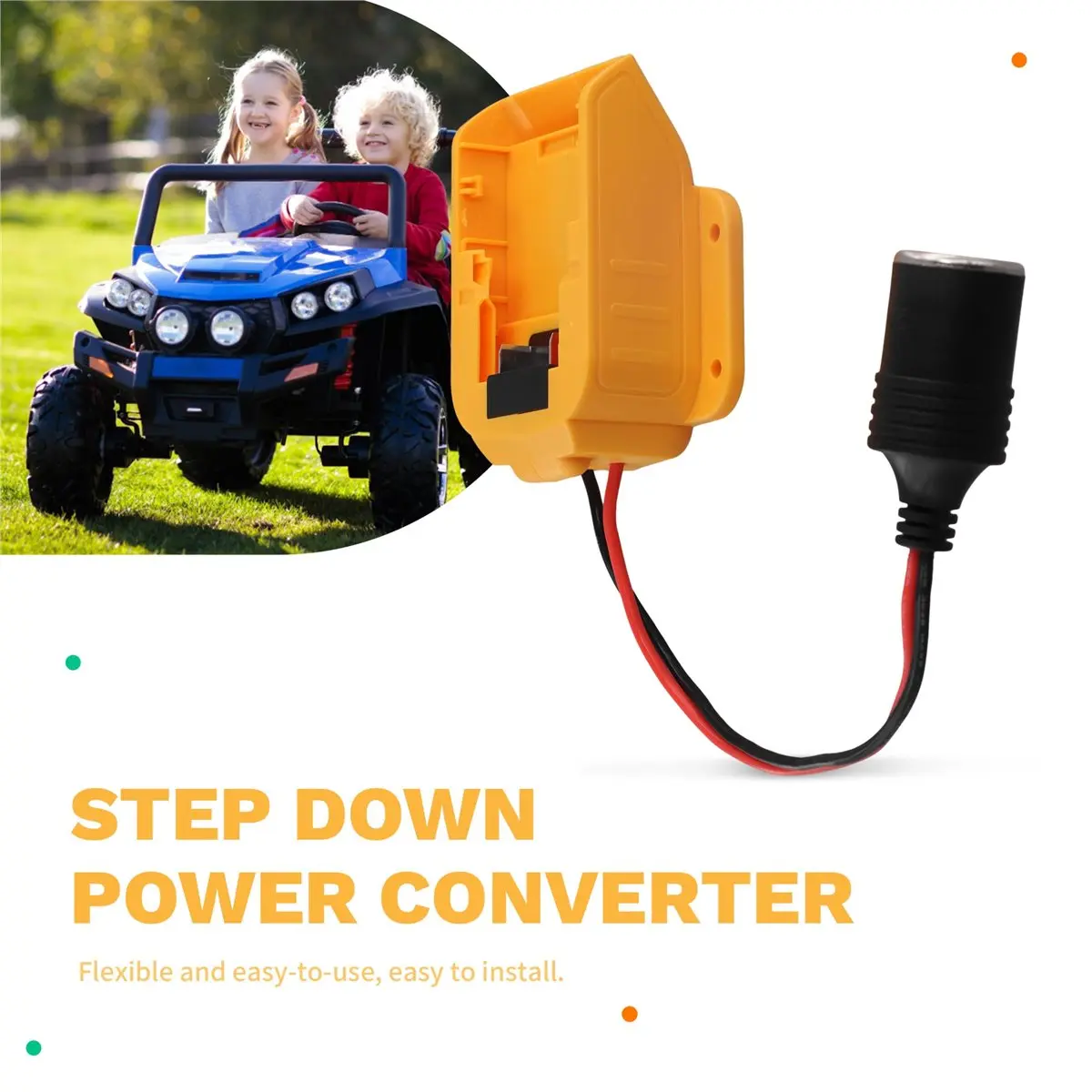 

18V to 12V Power Converter for 18V Battery Lighter Interface Adapter for RC Car DIY