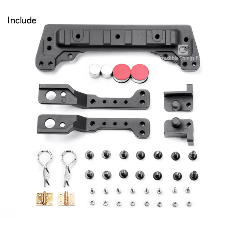 GRC Openable Cover Kit Engine Bay Bracket Cover Hinge Magnet Hull Column for 1/10 RC Crawler Car Traxxas TRX4 Defender Diy Parts