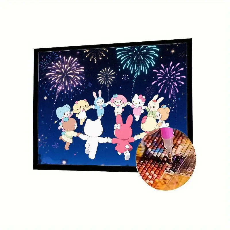 

1PC DIY 5D Full Drill Diamond Painting Kit, Cute Cartoon Friends Holding Hands (Hello Kitty, My Melody, Cinnamoroll, Kuromi Insp