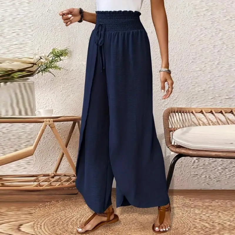 77HE سروال غاوتشو نسائي واسع الساق عالي الخصر بنطال كابري للركض ناعم ولطيف مبطن بالصوف #3