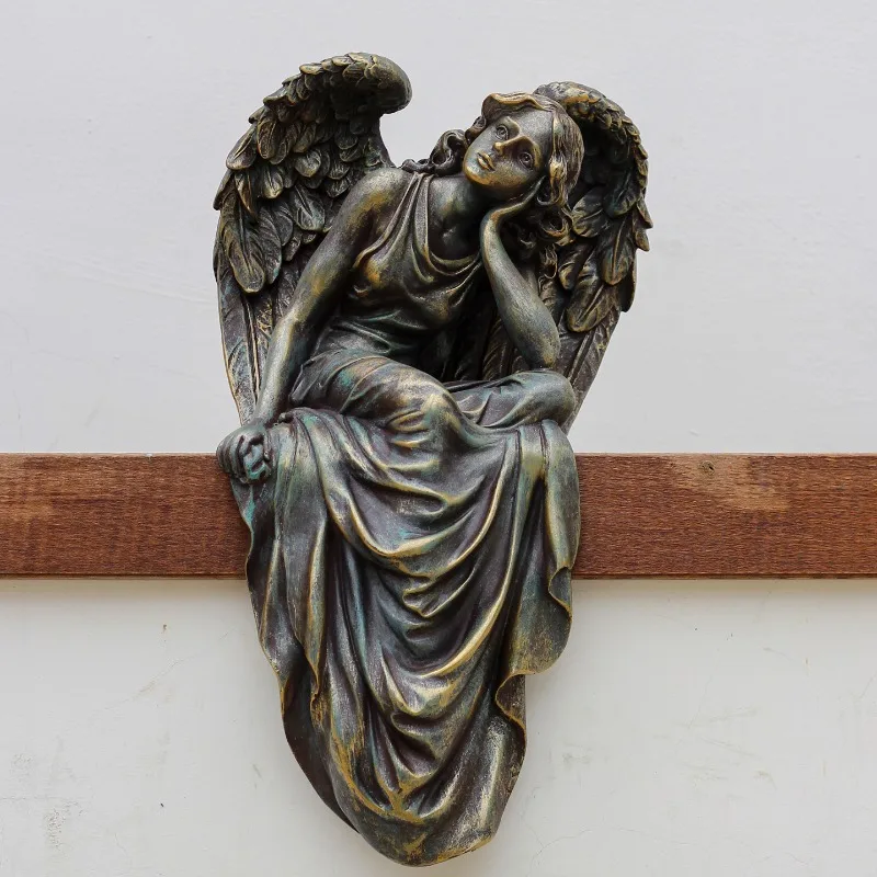 

‌Vintage Garden Angel Statue, Weatherproof Resin Sculpture, Lifelike Maiden Yard Ornament, Luxury Water Feature Decor