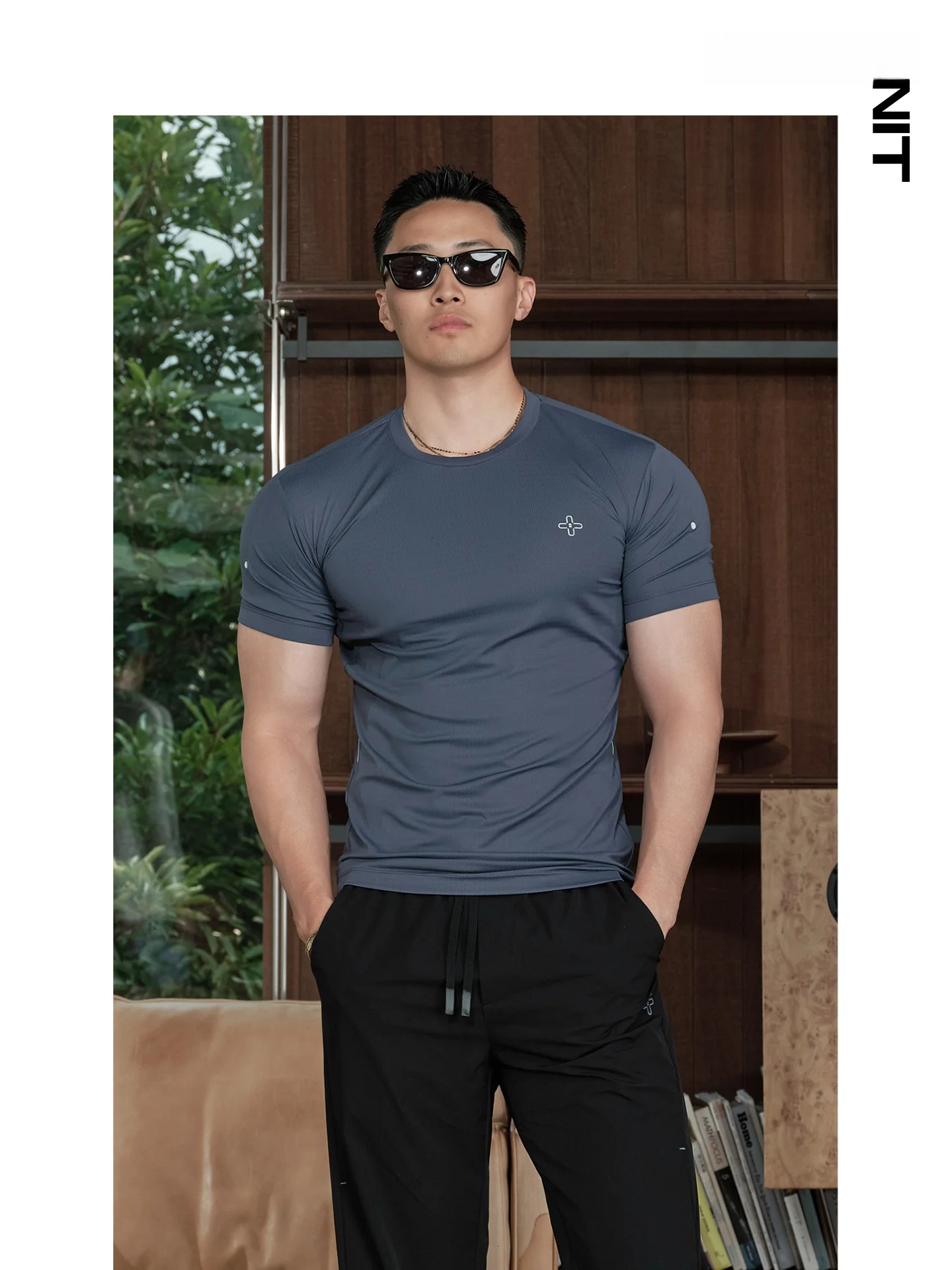 

Basic Unit Men's Slim Fit ort Sve Training Fitn T-irt Qui Dry Breathable Comfortable Nylon Sportswear Casual irt