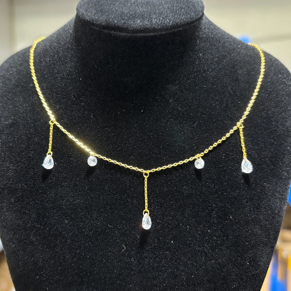 Искрящий блестящий кубический цирконий CZ с кисточкой, очаровательное колье-колье для женщин, геометрический круглый капля, модный воротник, ювелирные изделия