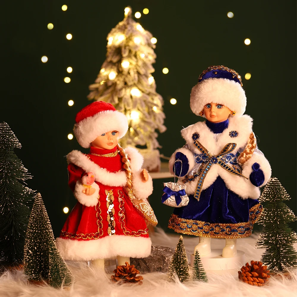 4 Colors Christmas Table Decoration Supplies Silver Clothing Gorgeous Snow Maiden 33CM Russian Kids Doll Navidad Noel