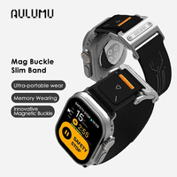 Aulumu A11 Mag Buckle Slim Apple Watch Band, Memory Quick Release, Velvet Nylon Braid, Stainless Steel Magnetic Clasp