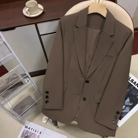 Casual Office Lady Orange Röd Kavaj För Damer 2023 Höst Vinter Långärmad Enfärgad Jacka Kavajer Kappa Ytterkläder Kläder 10 best sales orange jacka för kvinnor - №2