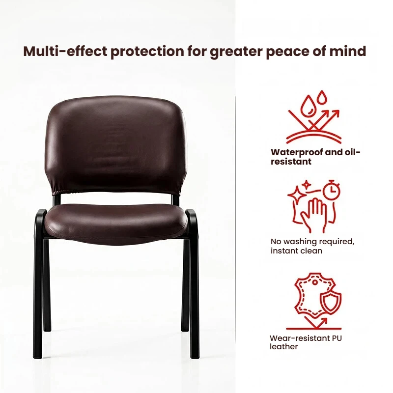 Waterproof PU Leather Chair Cover Stretch Removable Office Conference Dining Chair Slipcover Furniture Protective Seat Cover