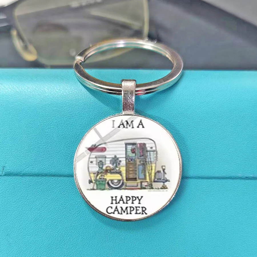 I AM A HAPPY CAMPER Outdoor Camping Bag Decoration Keychain Practical Gift for Men and Women