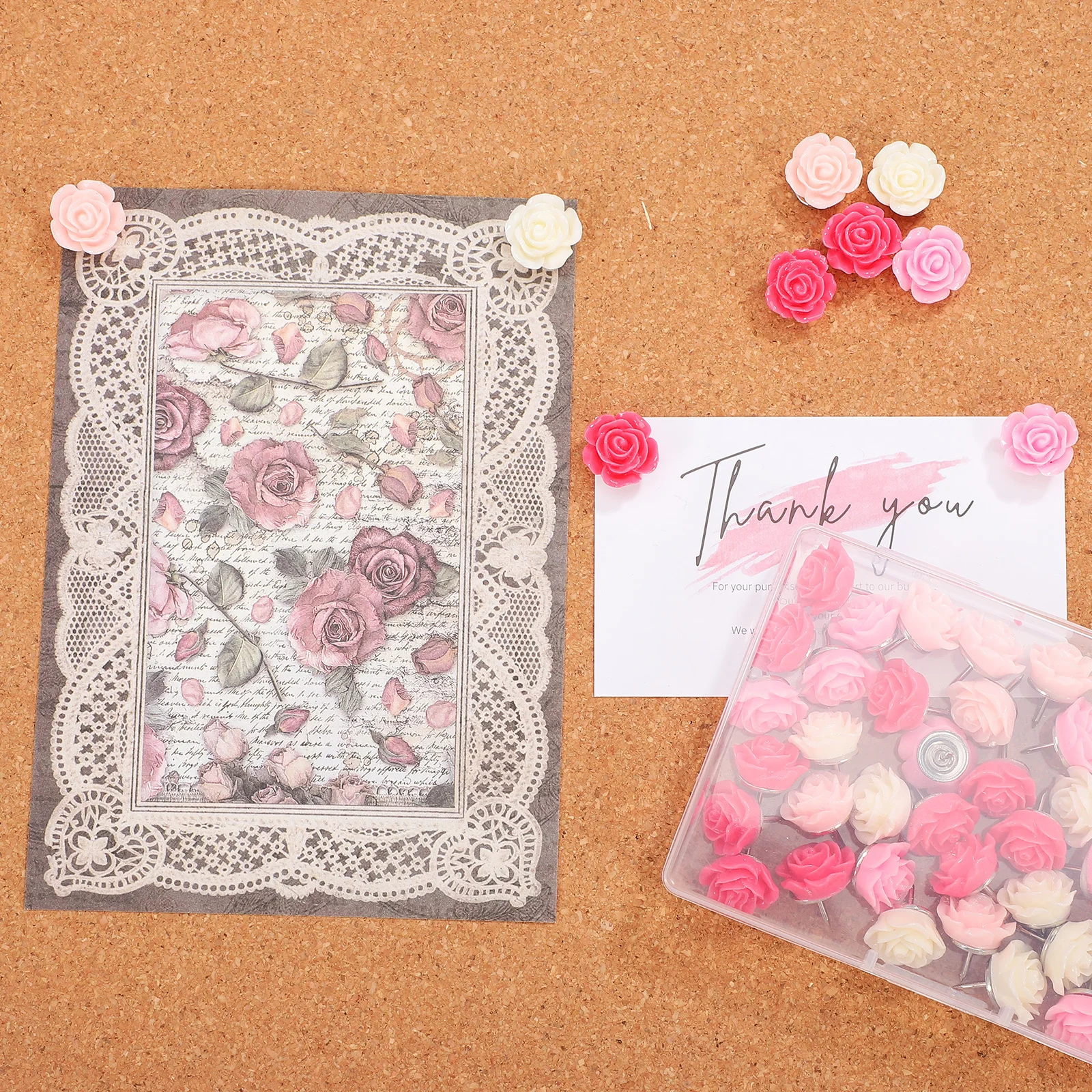 40Pcs Flower Push Pins Resin Thumb Tacks Decorative Pins for Bulletin Board Cork Wall Display Fade Resistant Multi Use