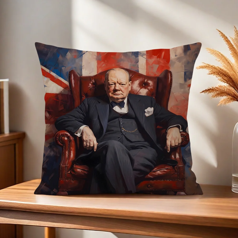 Union Jack Flagge C-Churchill Kissenbezug Kissenhülle für Zuhause, Sofa, Wohnzimmer, Büro, Café, Auto – Detail 3