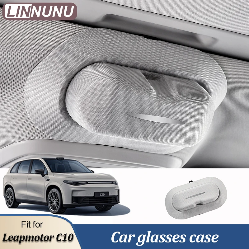 LINNUNU For Leapmotor C10 Glasses Spectacles Holder Box Case Car Interior Sunroof ABS Glasses Case Sunglasses Clip Organizer