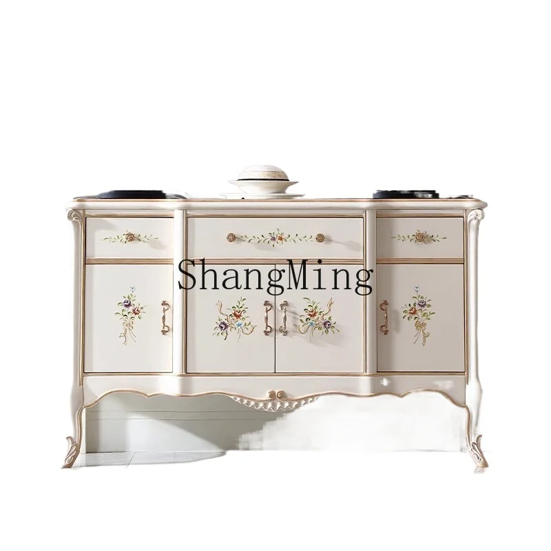 

ZYH light luxury dining side cabinet foyer entrance entrance cabinet pure hand-carved painted storage cabinet