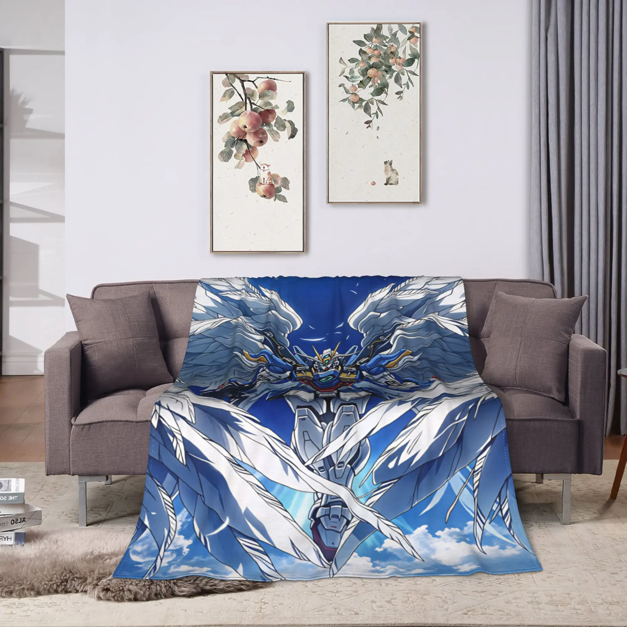 Mobile Suit Gundam Blanket  Travel Flannel Throw Blanket For Home Decor Super Soft Custom DIY Quality Bedspread Gift